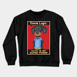 Dachshund in super hero outfit Crewneck Sweatshirt